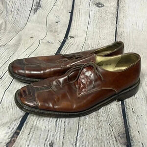 Belvedere Florence Sz 11.5 M Leather Oxford Ostrich Cap Toe Dress Shoe Italy